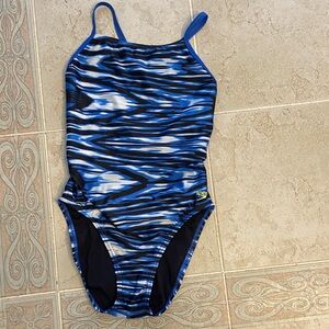 Speedo women’s  Stripe Blue and Black Swimsuit